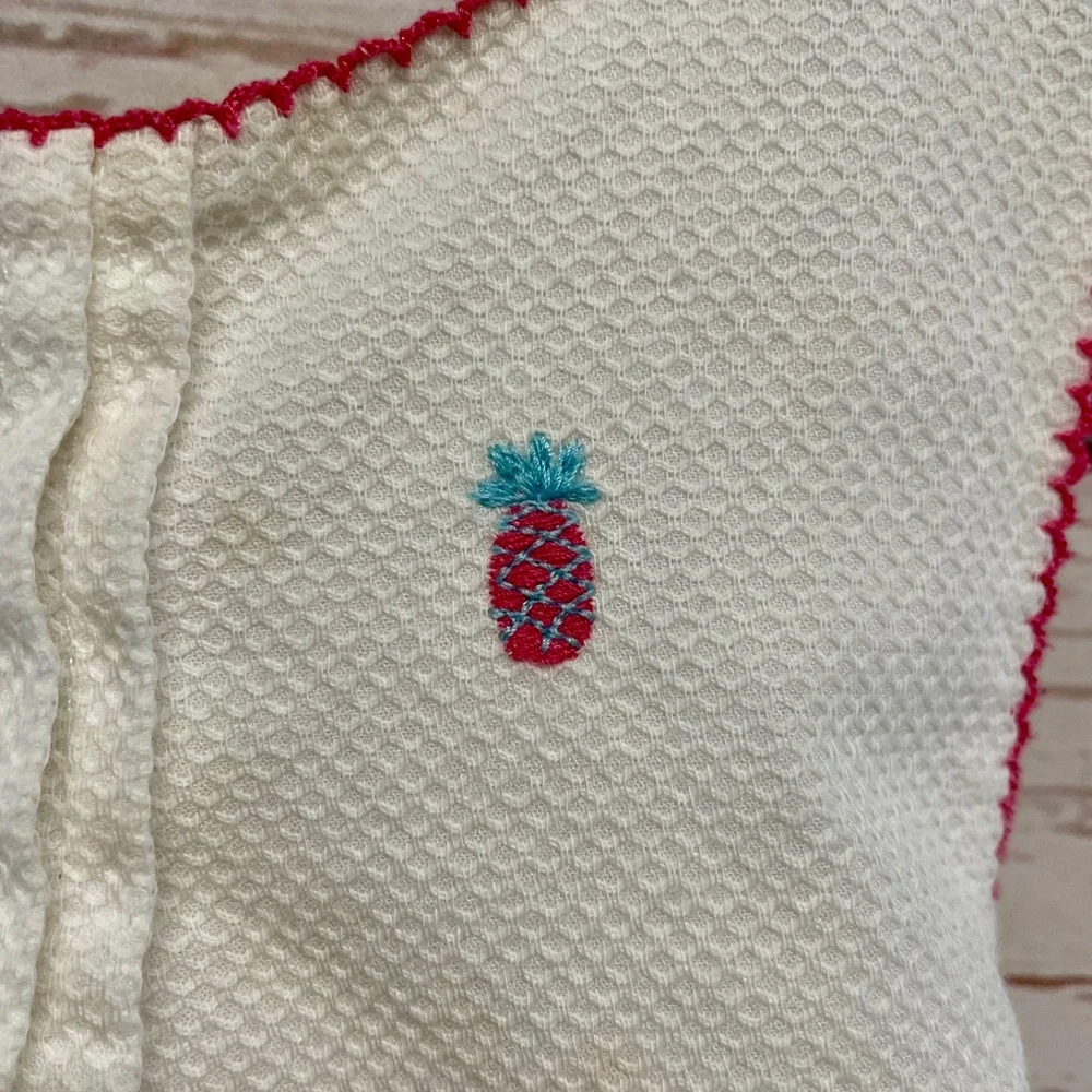 Janie and Jack Cotton criss cross back pineapple embroidered top
